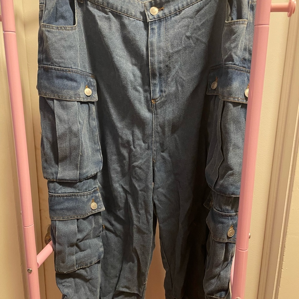 Cargo Denim Jeans - Blue - Picture 3 of 3